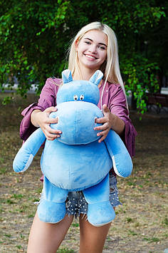 М'яка іграшка Бегемотик Бадді 75 см Рожевий бегемотик Бегемотик плюшевий Дитячі іграшки Блакитний