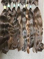 Славянские волнистые неокрашенные волосы в срезах в длине 41-50 см
