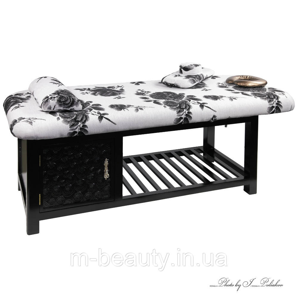 Деревянный массажный стол двух секционный 887 Style массажная кушетка с валиком для ног СПА обивка ткань - фото 2 - id-p805022696