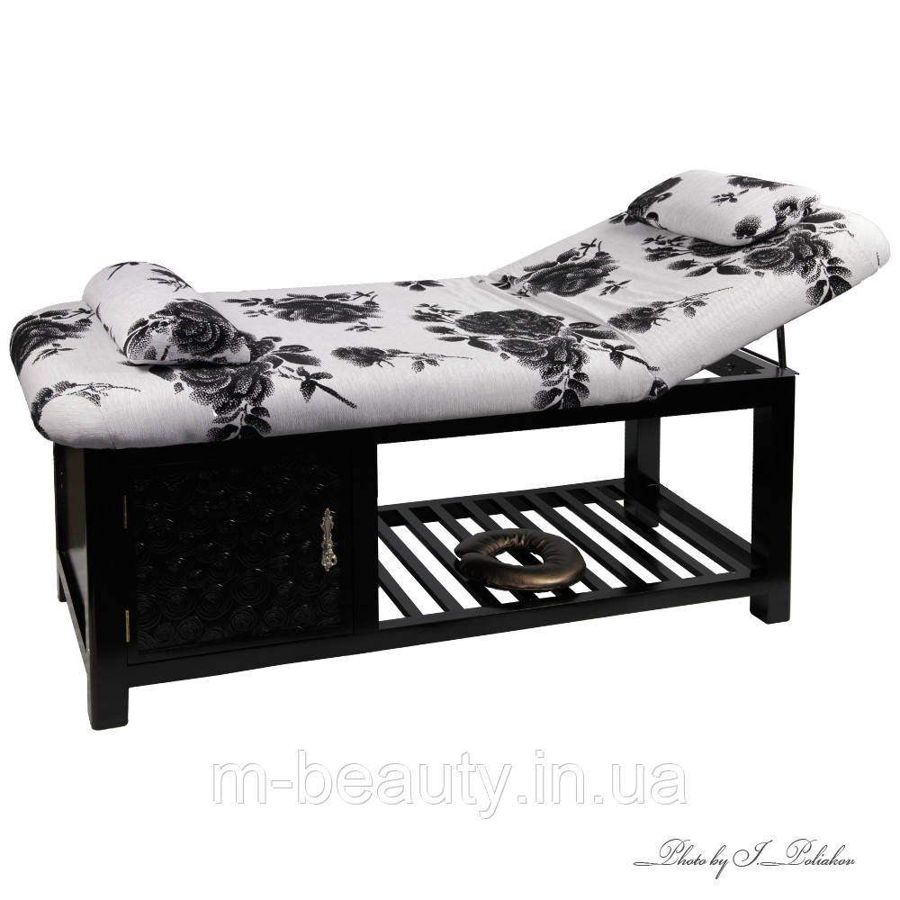 Деревянный массажный стол двух секционный 887 Style массажная кушетка с валиком для ног СПА обивка ткань - фото 1 - id-p805022696