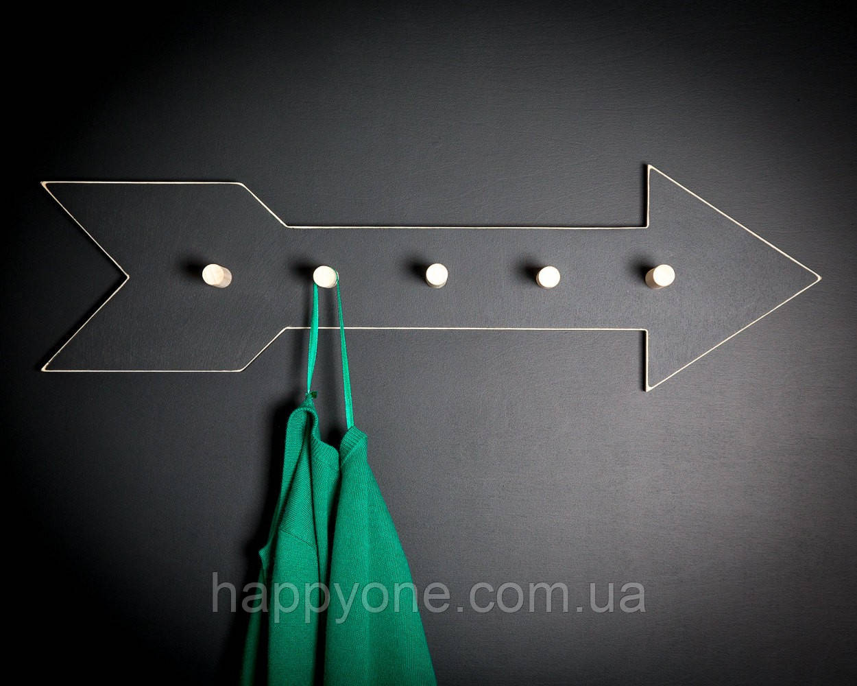 Настінний вішак для одягу Стріла (чорна), фото 1