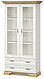 Біла шафа для книг зі склом, сервант вітрина 2В2Ш для посуду у вітальню, зал класика Іріс Мебель Сервіс, фото 3