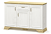 Білий вузький з полицями і дверцятами комод тумба 3Д1Ш класика під телевізор у вітальню 140 см Іріс Мебель Сервіс, фото 3