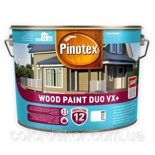 Олійна фарба на водній основі для дерев'яних фасадів Pinotex Wood Paint Duo VX+ (біла) 10 л