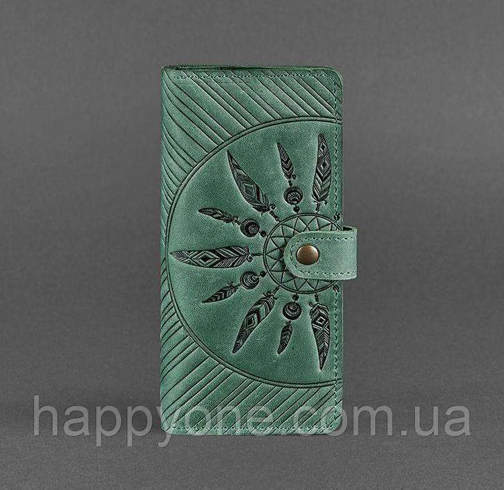 Шкіряне жіноче портмоне 7.0 "Інді" (зелене)