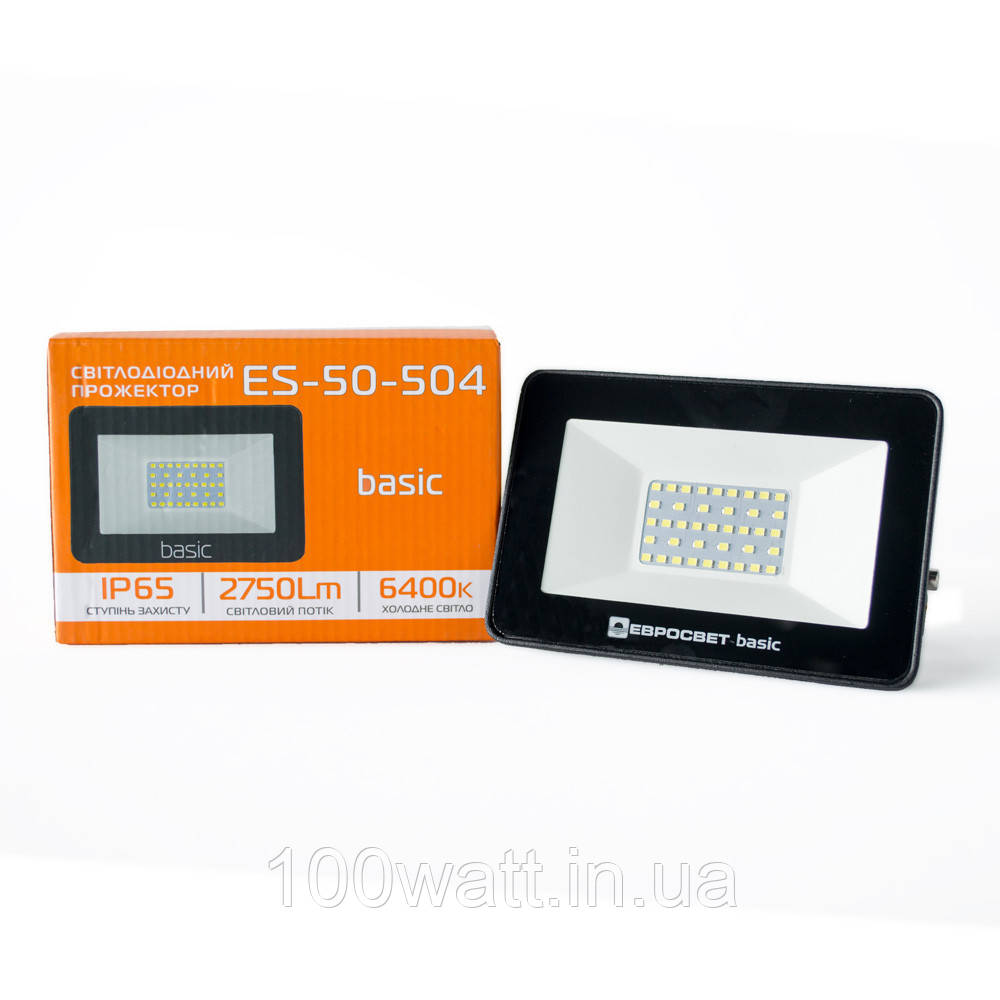 Прожектор світлодіодний ES-50-504 BASIC 2750 Lm 6400 К 50w, фото 1