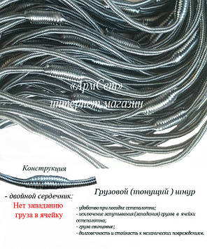 Шнур вантажний 54 грм\м. 75 метров. Подвійний сердечник