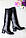 Жіночі зимові чоботи ботфорти шкіряні на хутрі на високих підборах (чорні), фото 2