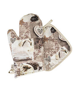 Новогодний набор прихватка и рукавица для кухни Digitale beige