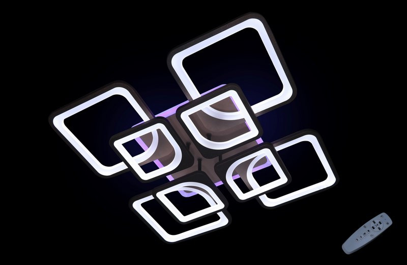 Плоска стельова люстра з пультом 5543/4+4CF LED 3color dimmer, фото 1