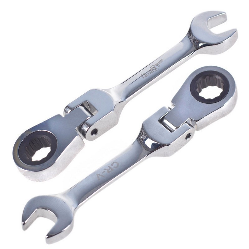 Ключ комб. тріскачковий скорочений з карданом 19 мм. Alloid