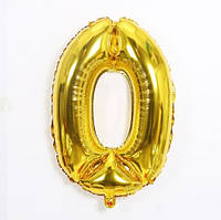 Кулька цифра 0 фольгована 16 дюймів золотистий