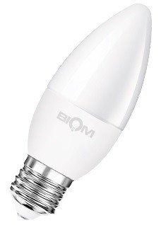 Світлодіодна Лампа BIOM С37 "Свічка" 7W цоколь Е27 3000К теплий білий