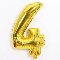 Кулька цифра 4 фольгована 32 дюйма золотистий