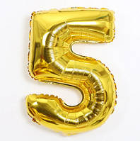 Кулька цифра 5 фольгована 32 дюйма золотистий