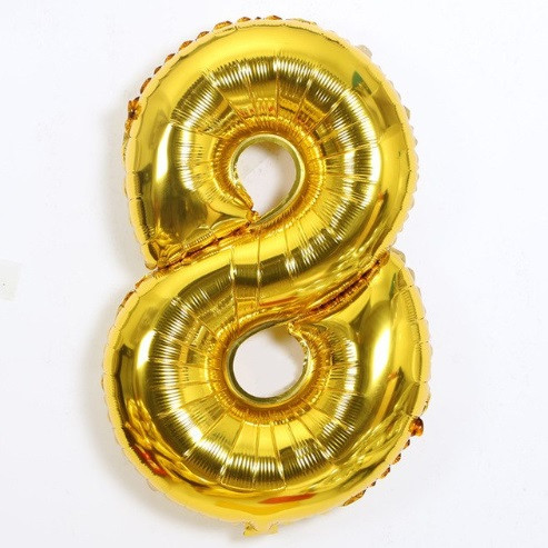 Кулька цифра 8 фольгована 32 дюйма золотистий, фото 1