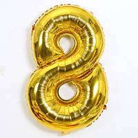 Кулька цифра 8 фольгована 16 дюймів золотистий