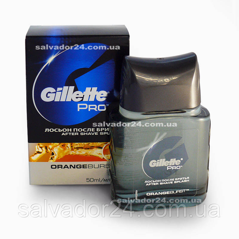 Лосьйон антисептик після гоління Gillette series Orange Burst — Жовтогарячий вибух 74% спирт 50 мл Франція, фото 1