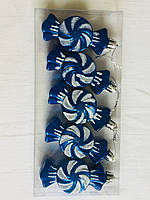 Игрушка новогодняя леденец SY015 5 штук синий