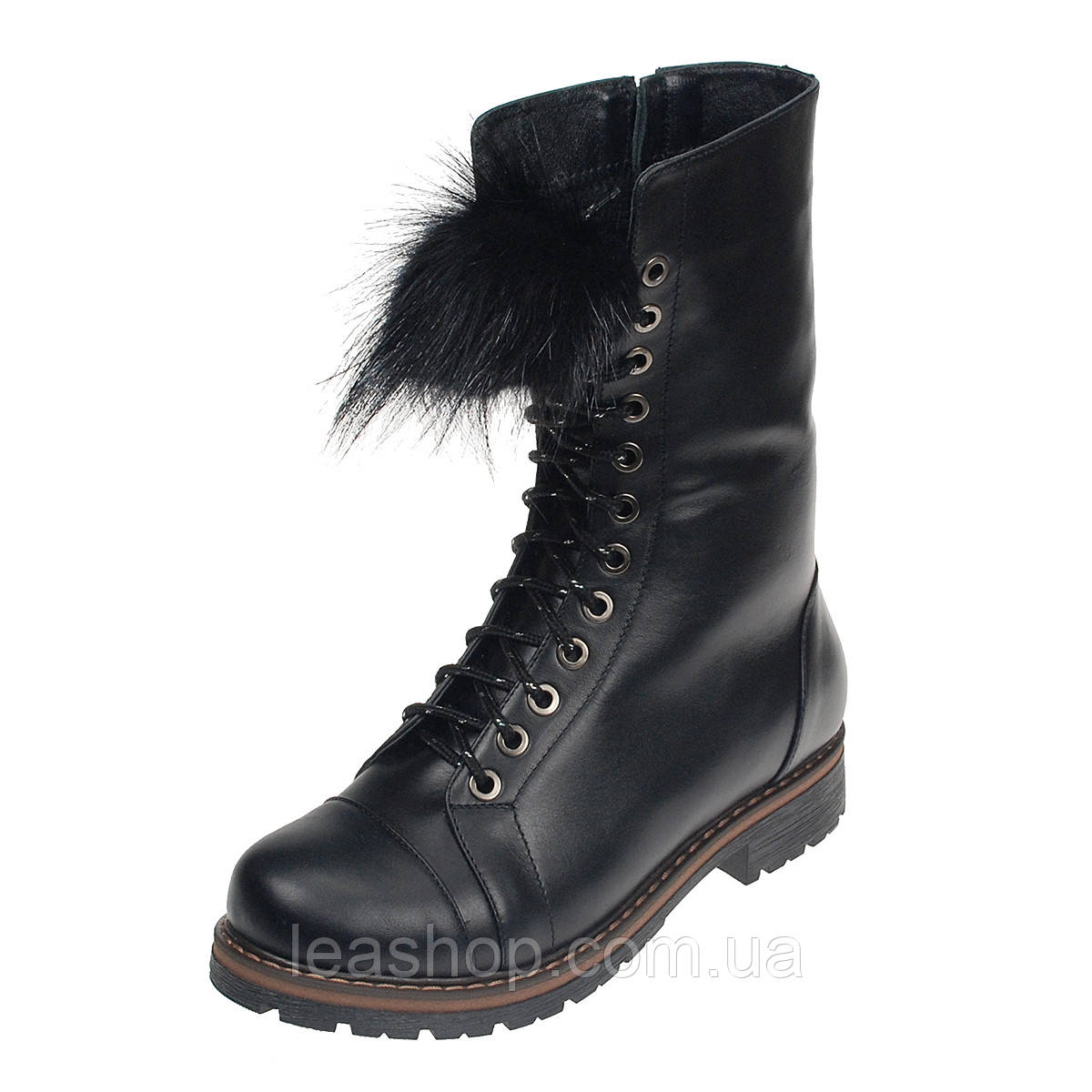 Жіночі високі черевики з натуральним хутром розміри 37-41, фото 1