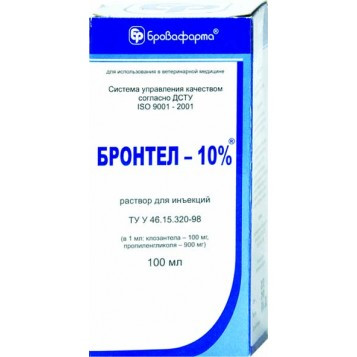 Бронтел 10% 100 мл ветеринарний протипаразитарний препарат
