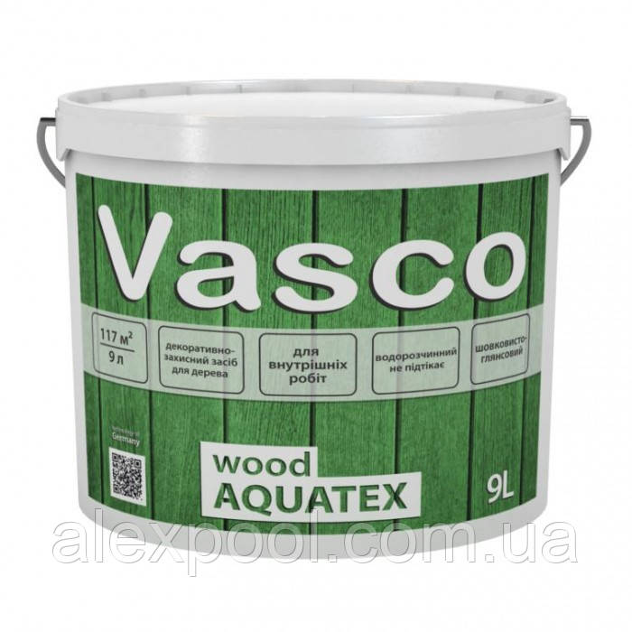 Vasco wood AQUATEX 9 л декоративная пропитка для дерева - фото 1 - id-p807117250