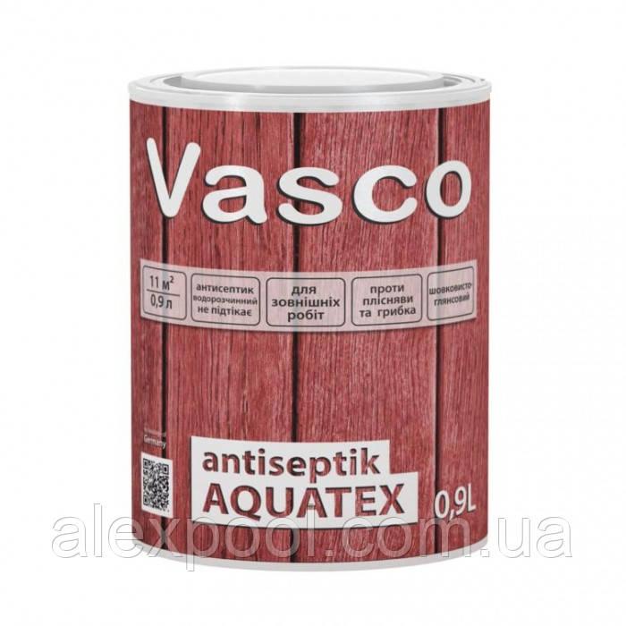 Vasco antiseptik AQUATEX 0,9 л лессирующая просочення-антисептик для дерева для зовнішніх