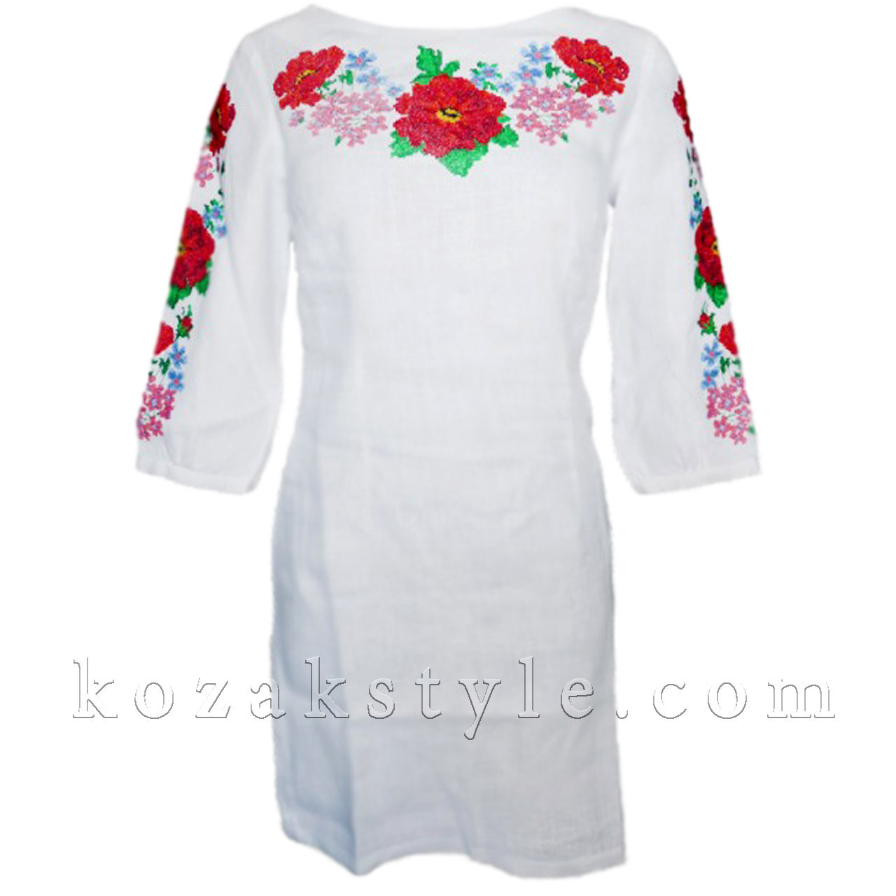 Сукня лляна Маки і барвінок льон -100%, 52, Сукні, Жіночий, Льон