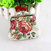 Жіночий текстильний гаманець-монетниця з квітковим візерунком «Квіти» (білий)