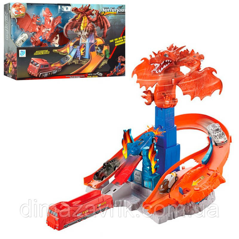 Трек 9988-1 дракон, машинка 7 см, у коробці 56-35-13 см, фото 1