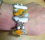 Срібний браслет із яшмою шміль і перлами, фото 7