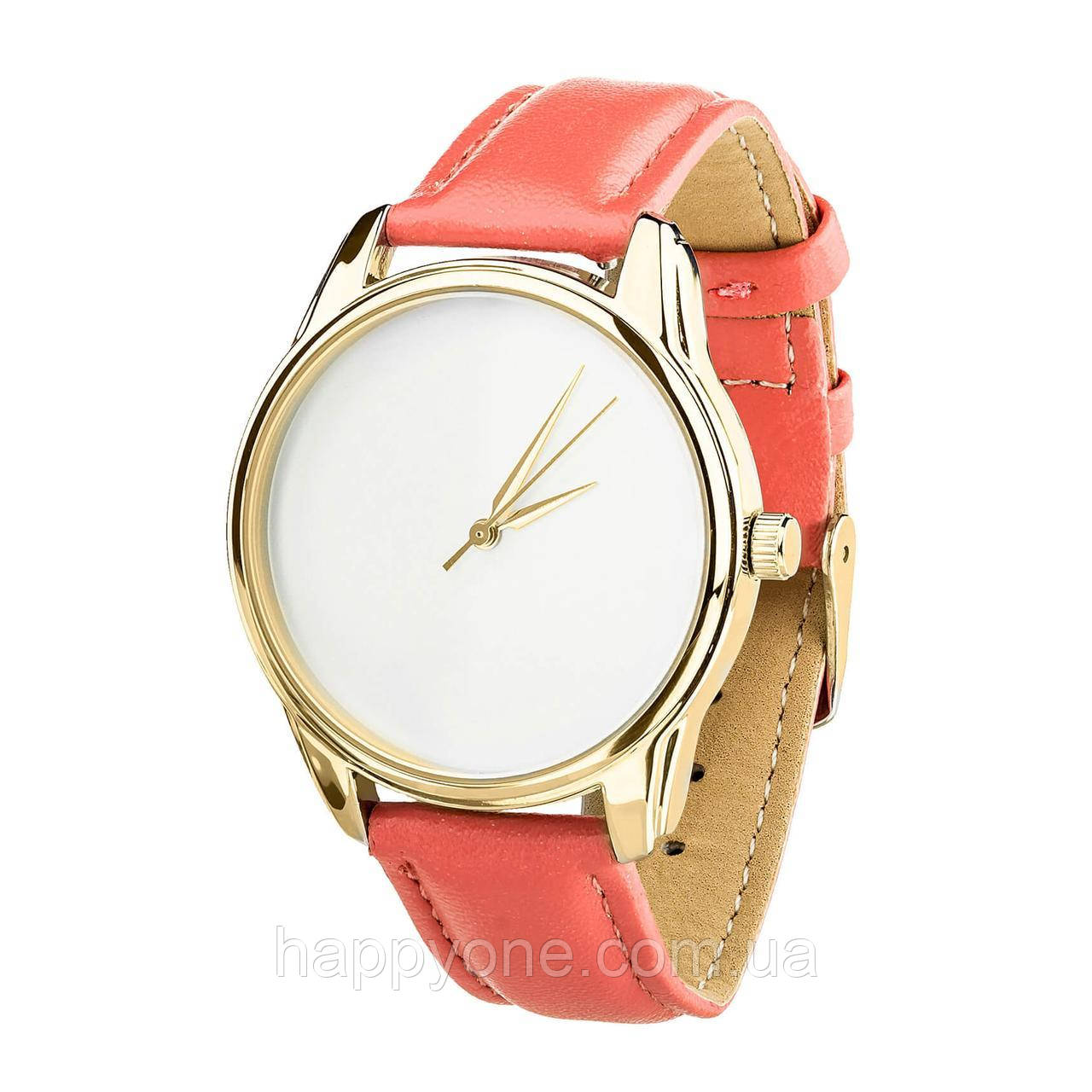 Годинник наручний "Мінімалісм" (кораловий-золото) + додатковий ремінець, фото 1