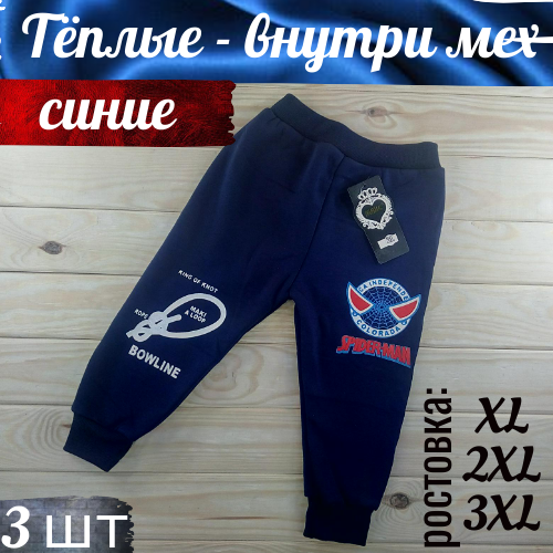 Штани дитячі зимові теплі на хутрі сині МАКС (ростовка 3 розміри довжина: 40см/45см/50см) ЛДЗ-11243, фото 1