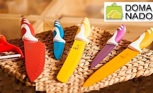 Набір ножів із керамічним покриттям 5 шт.+економка, фото 1