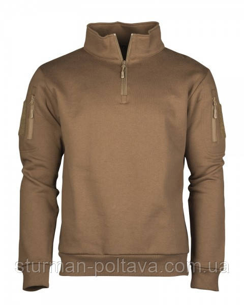 Толстовка чоловіча тактична флісова TACTICAL SWEAT-SHIRT M.ZIPPER DARK COYOTE койот Mil-Tec Німеччина
