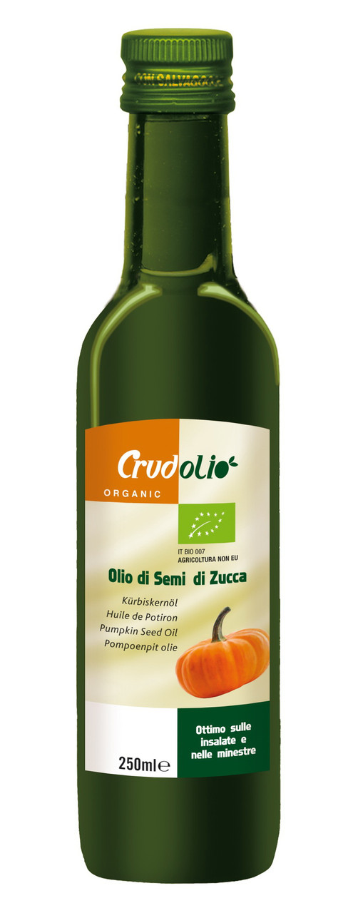 Олія гарбузова (тискне насіння) Olio di semi di Zucca CrudOlio Organic, 250 мл.