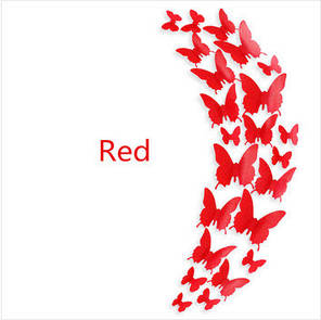 3D- метелики наклейки червоні 12 шт Б130, фото 1