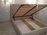 Двоспальне Ліжко Nice 160*200 з підйомним механізмом і м'яким високим узголів'ям честер з стяжками в Одесі, фото 2