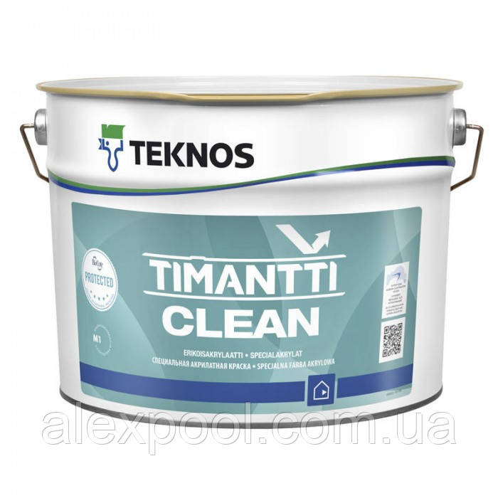 Teknos Timantti Clean 9 л База 3 акрилатна, вододисперсійна, напівматова фарба