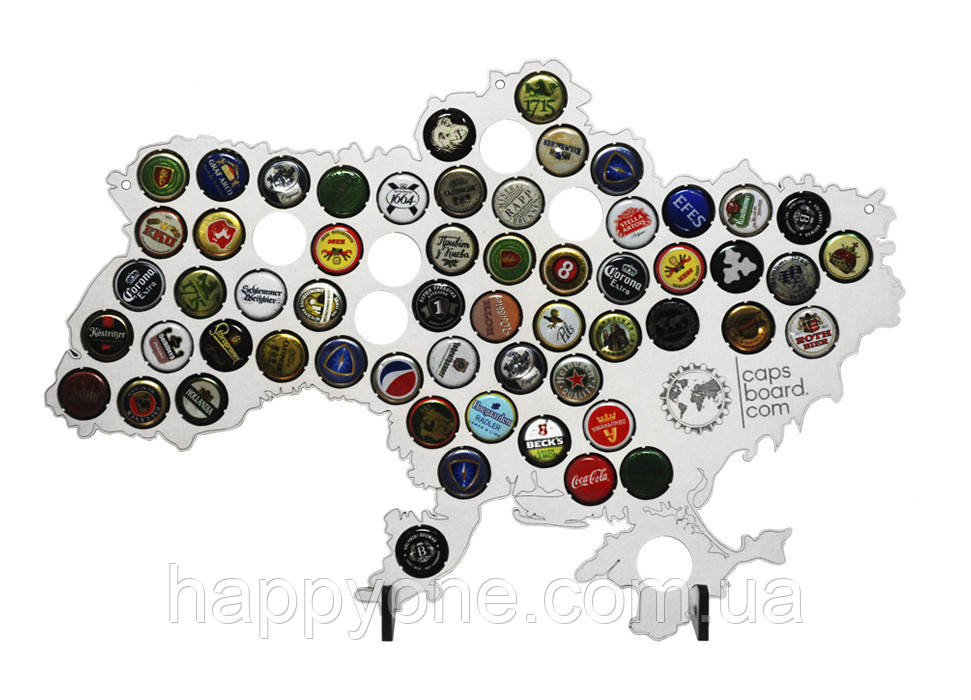 Пивна мапа України Capsboard Ukraine White