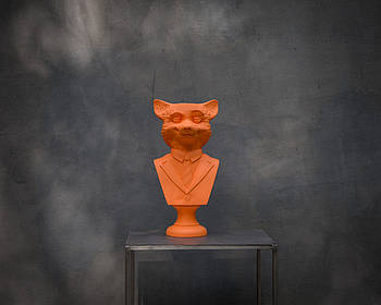 Гіпсовий бюст-скульптура "Фантастичний Лис" (помаранчевий), 35 см