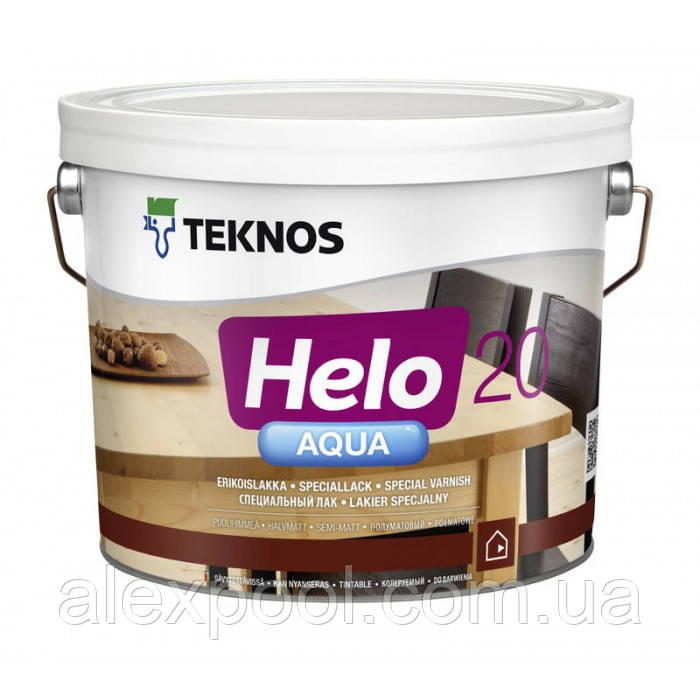 Teknos Helo Aqua 20 0,9 л напівматовий водорозчинні спеціальний лак для паркету