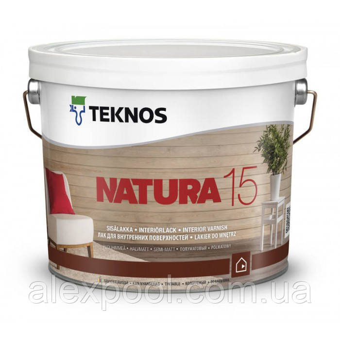 Teknos Natura 15 0,9 л водорозчинні акриловий лак без запаху