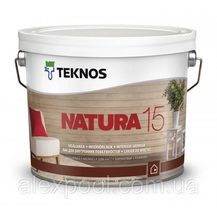 Teknos Natura 15 2,7 л водорозчинні акриловий лак без запаху