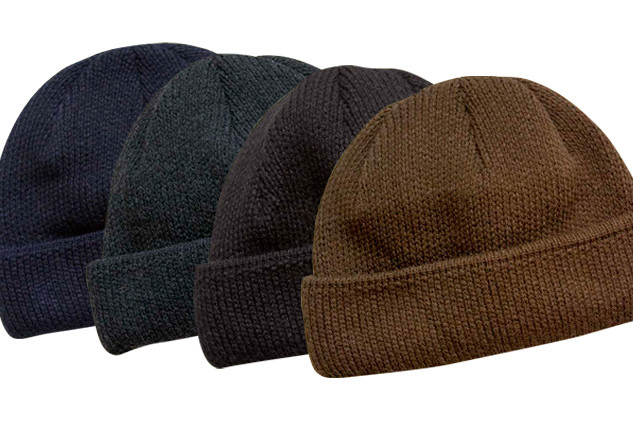 Чоловіча шапка зимова в'язана Лео з відворотом чорна олива, фото 1