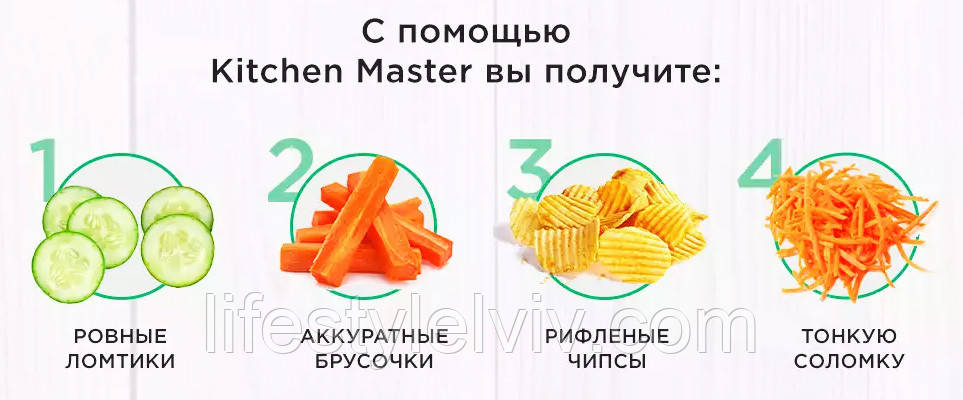 Овощерезка Kitchen Master / Мультислайсер для овощей и фруктов - фото 8 - id-p807964848