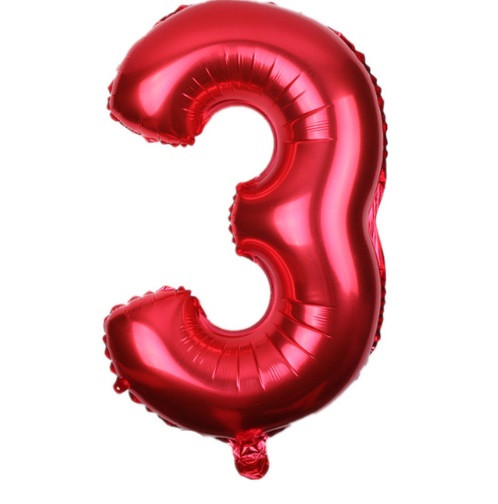 Кулька цифра 3 фольгована 32 дюйма червоний, фото 1