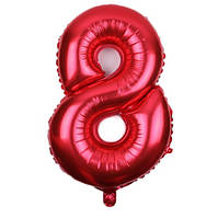 Кулька цифра 8 фольгована 32 дюйма червоний