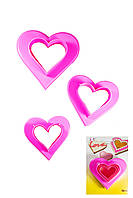 Вирубка пластикова двостороння для пряників і печива Сердечка набір із 3 форм