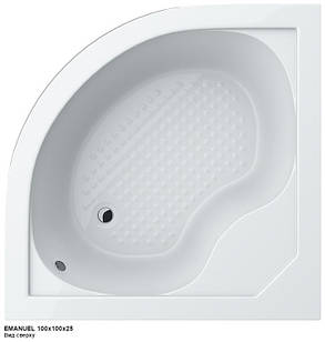 Душовий глибокий напівкруглий акриловий піддон Swan Emanuel 100х100х41 см, фото 3